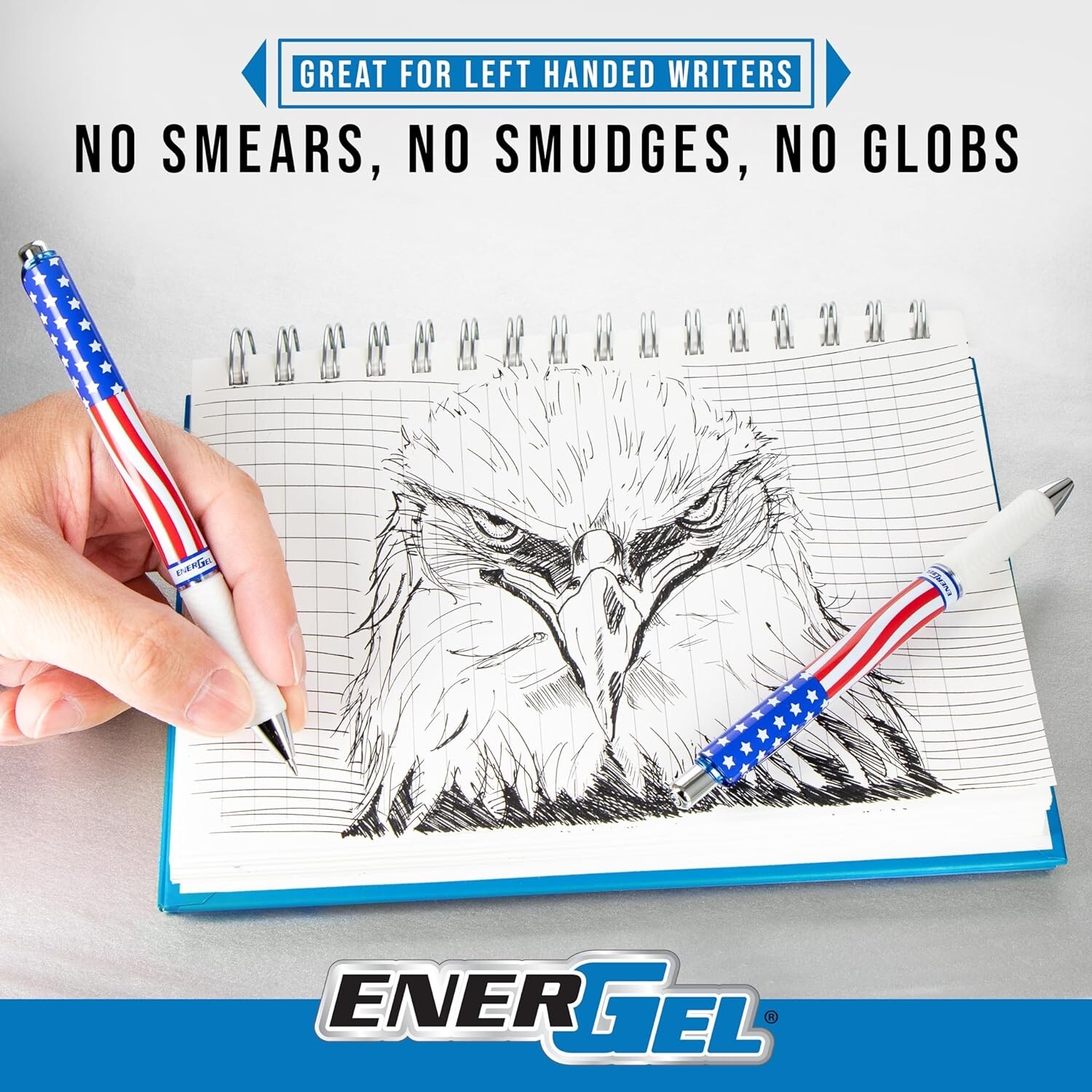 Pentel EnerGel RTX Retractable Liquid Gel Pen, Flag Barrel, Black ink, Pack of 8