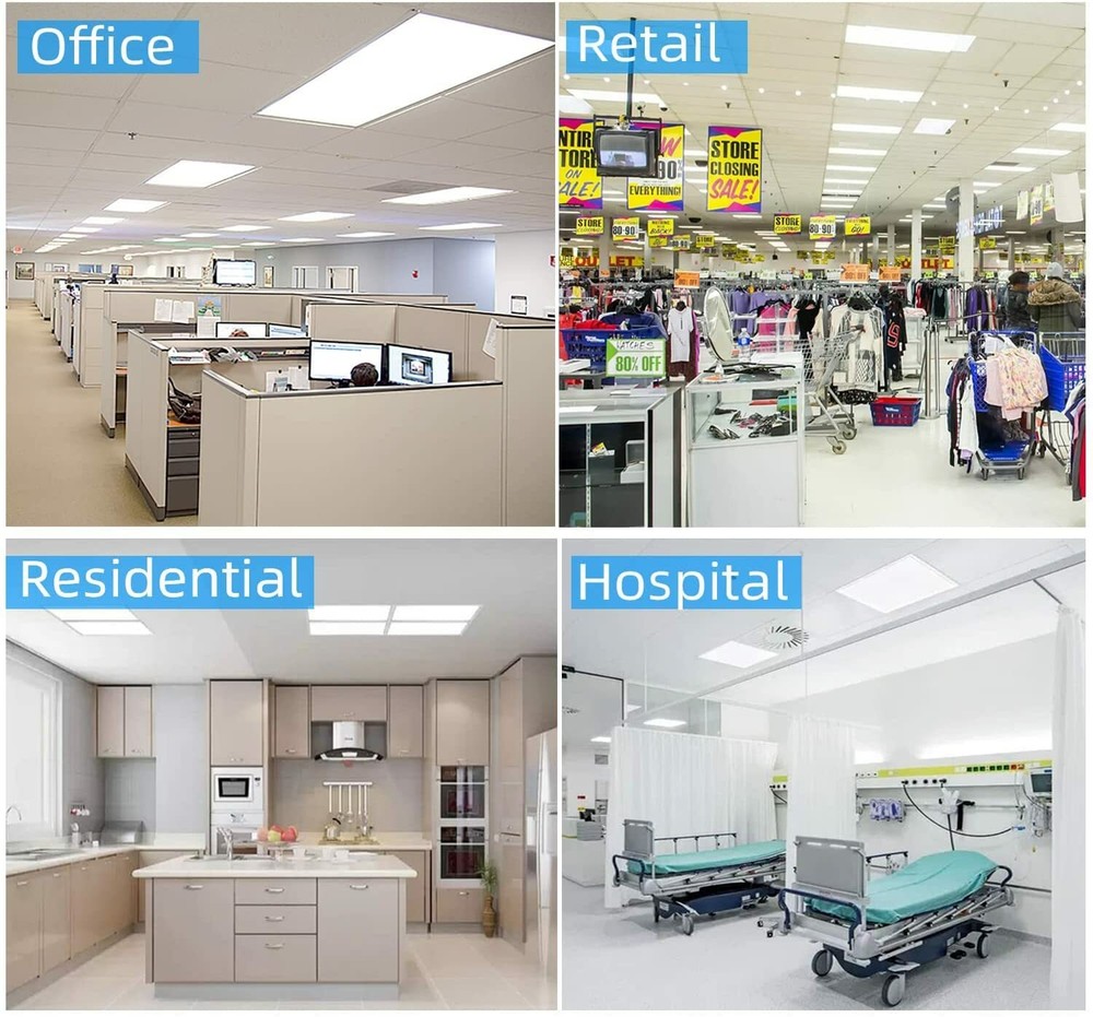 2x4 FT LED Flat Panel Troffer Light, 4 Pack 75 Watts 8400LM Drop Ceiling Lights