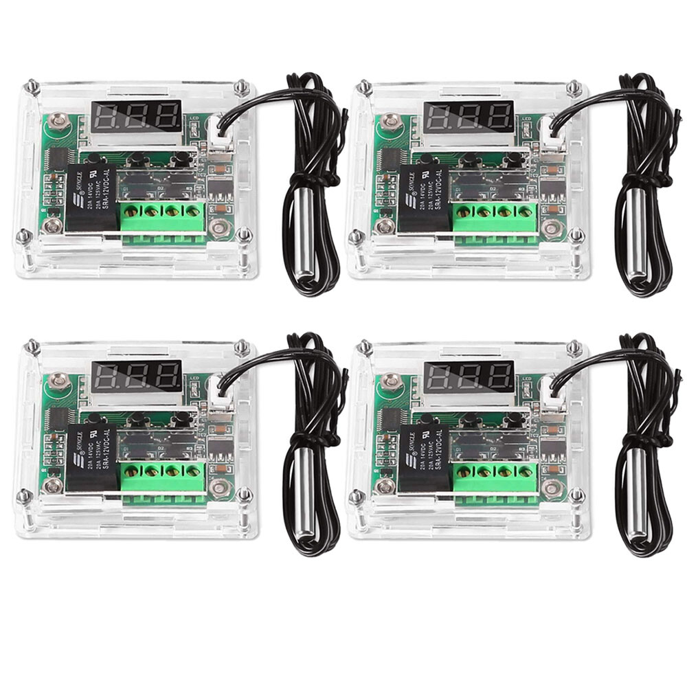 4Pack W1209 DC12V Digital Thermostat Temperature Control Switch Sensor With Case