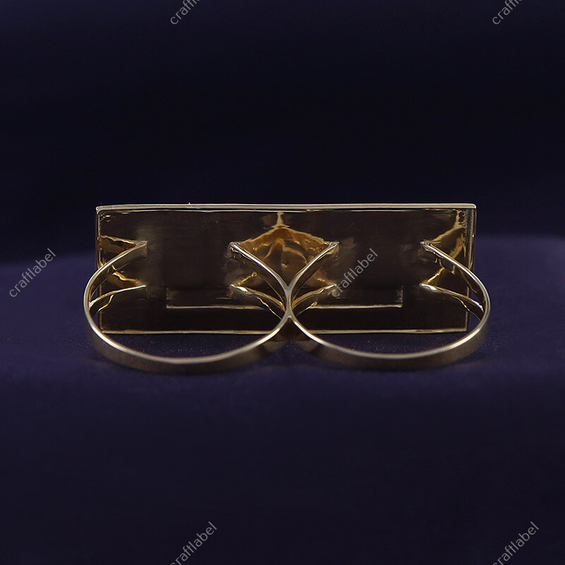 Two Finger Rectangular Last Supper Atlas Men's Ring Solid 925 Sterling Silver