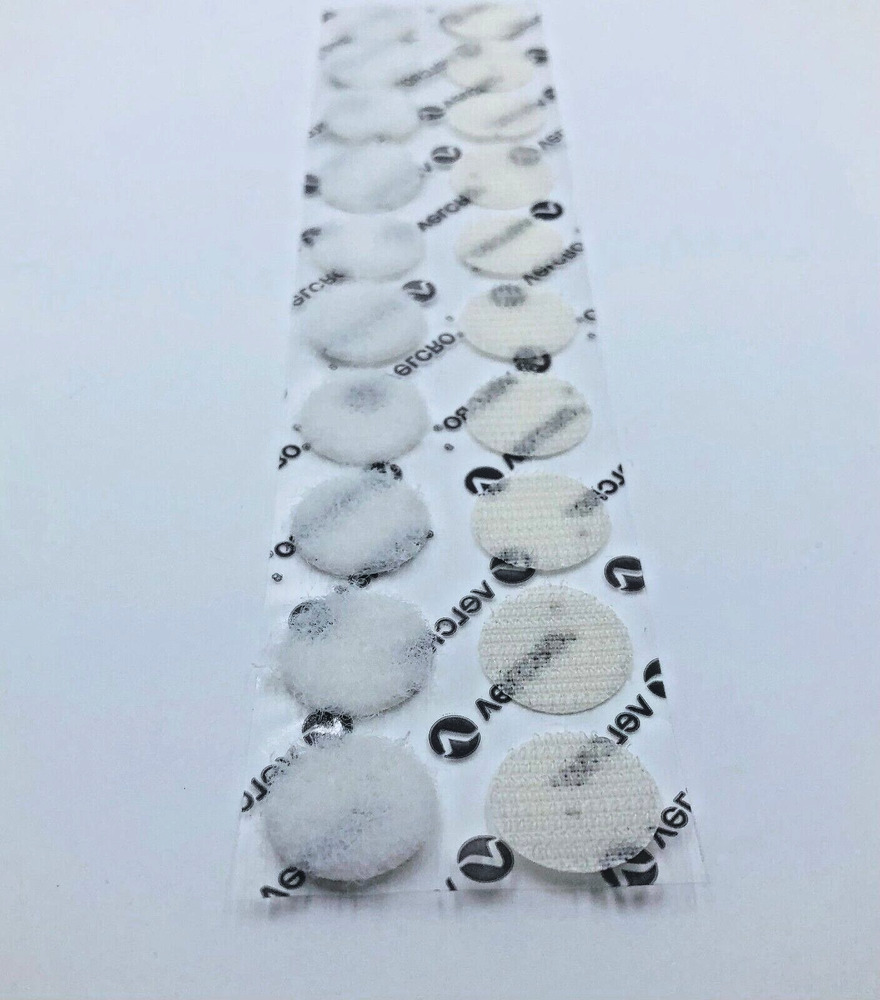 VELCRO Self Adhesive Dots Circles 3/4" Inch Diameter 10 Sets Hook & Loop White