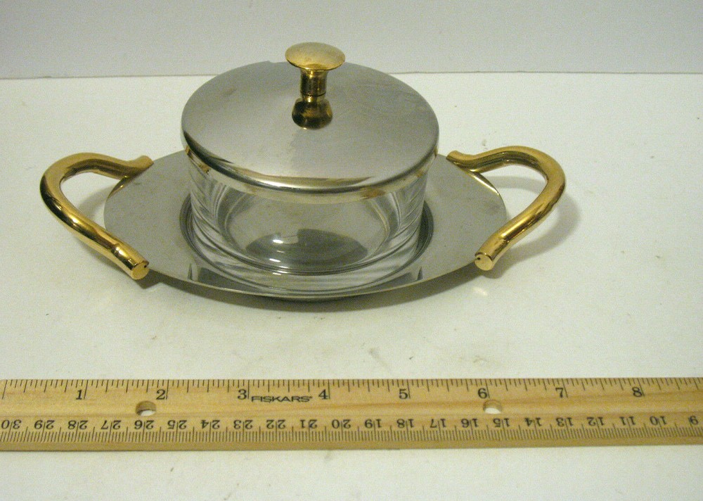 VINTAGE INOXBECK 18/10 Made In Italy Condiment Glass Server Clean