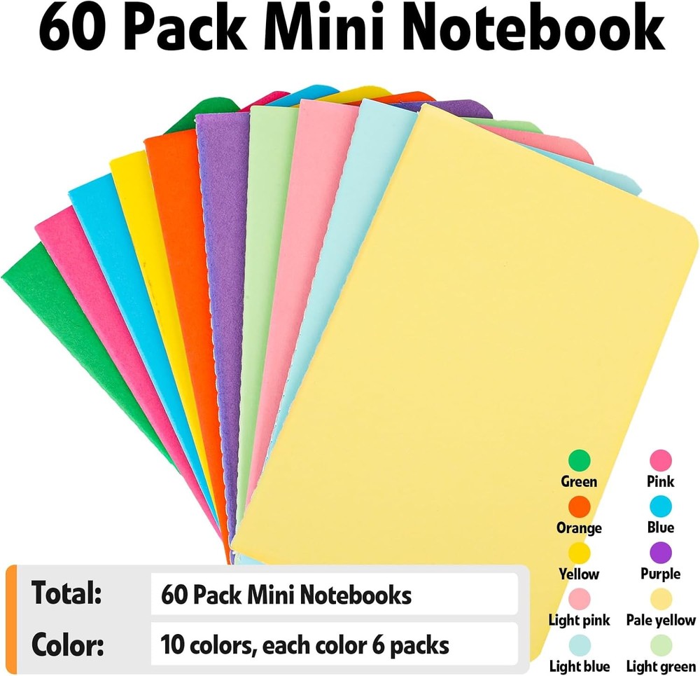 Small Lined Notepads Bulk, Mini Journal Poet Notebooks Set 3.5 Inch x 5