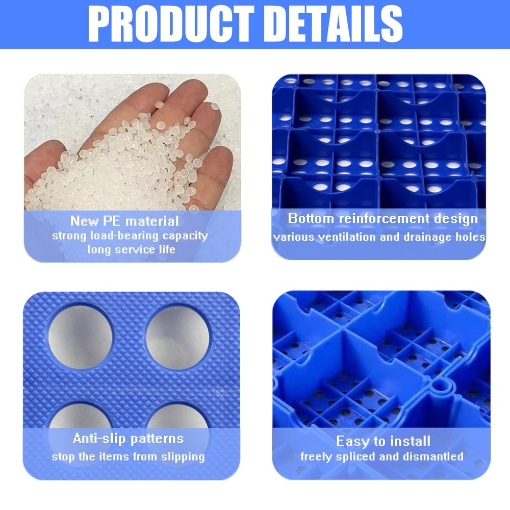 Plastic Pallets, Pallets for Basement Storage, Nestable Blue
