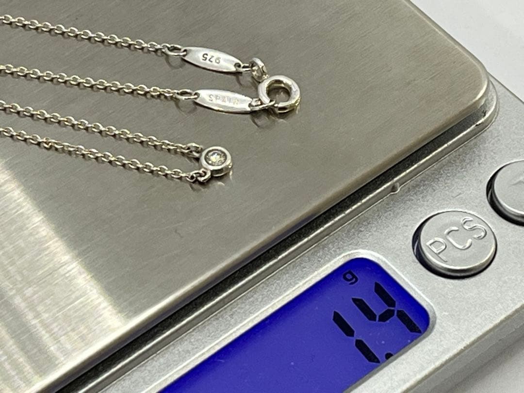 h887 Excellent condition Tiffany & Co. By the Yard diamond necklace, sterling