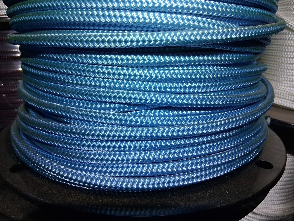 1/4 x 100 ft. Double Braid-Yacht Braid polyester rope. Light Blue