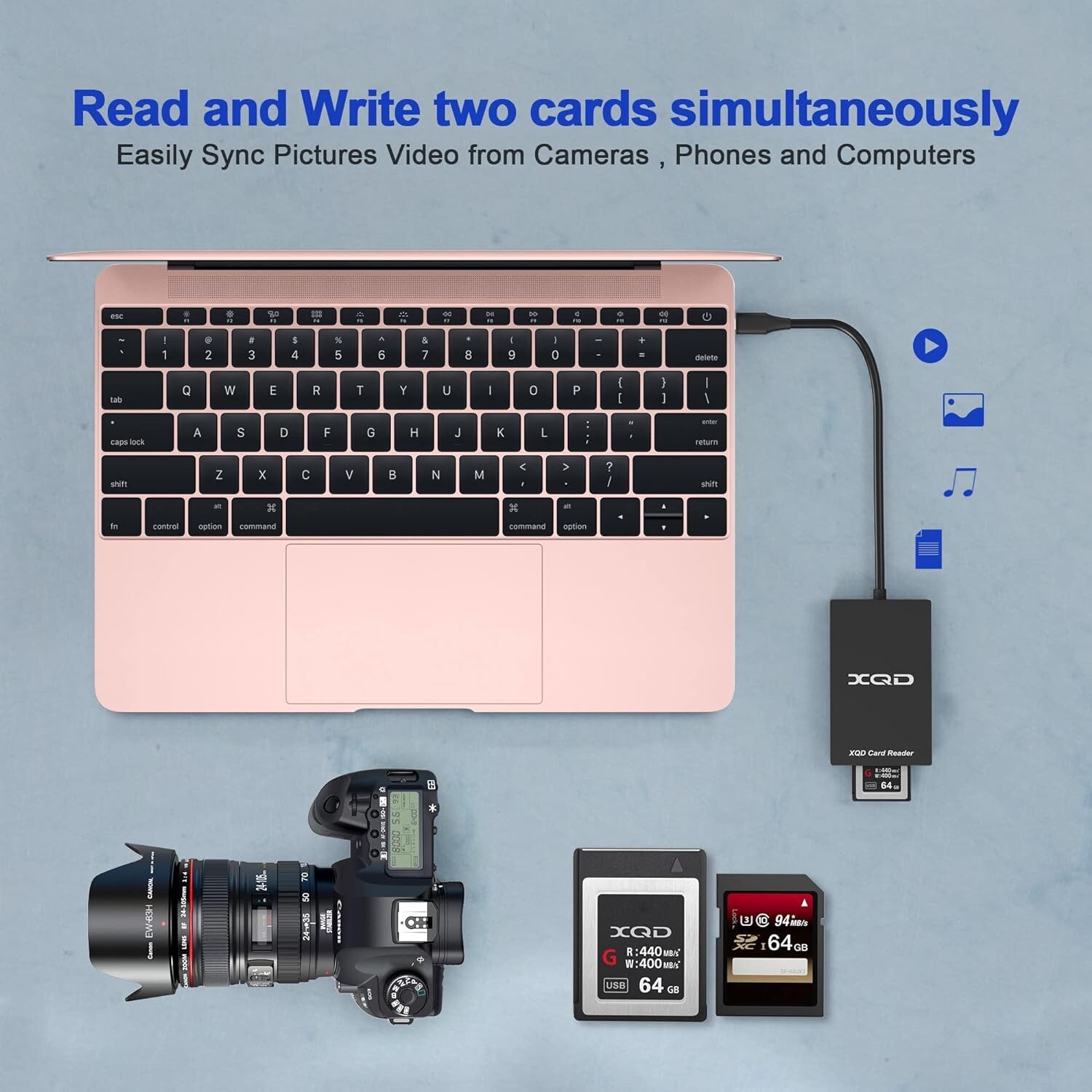 USB 3.0 XQD/SD 2 in 1 Card Reader, Sony XQD Memory Card Reader 5Gpbs Super Speed