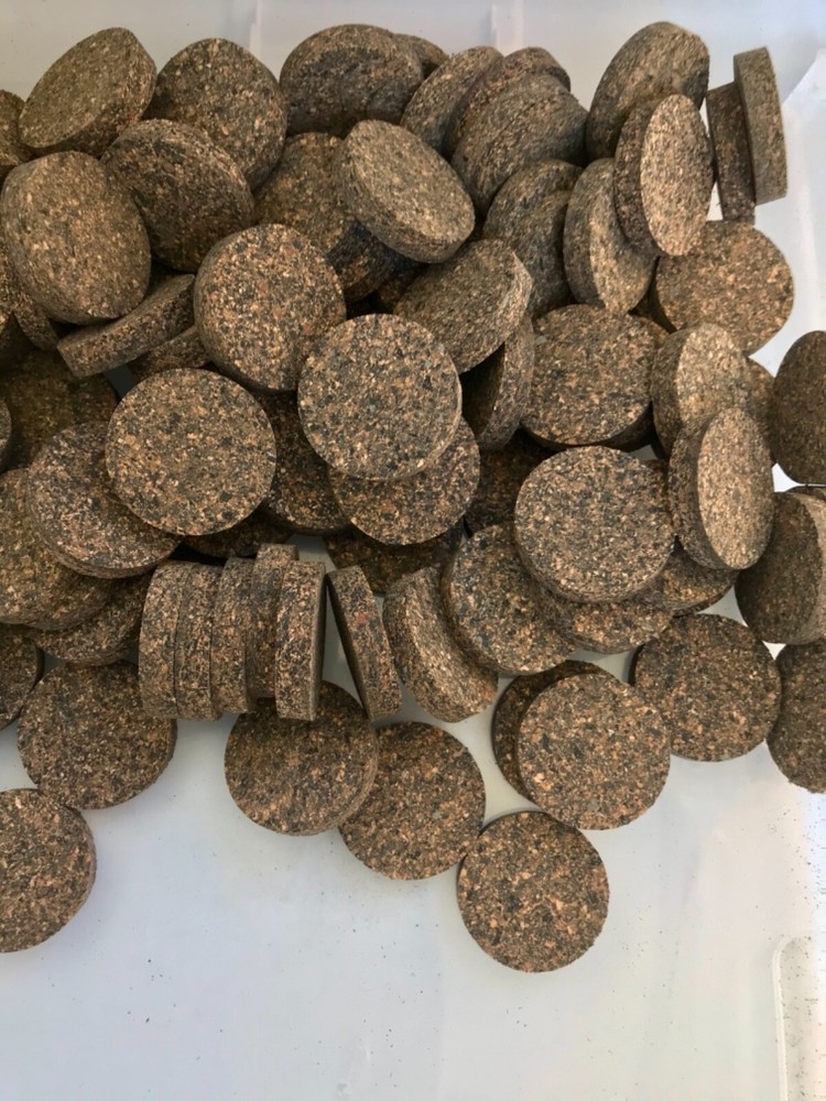 Cork Rings 36 Mixed Grain Rubberized #51, 1 1/4" x 1/4” Solid, Blowout!