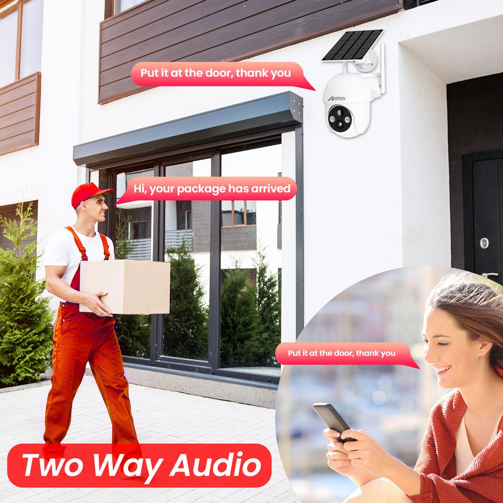 Outdoor Wireless Security Camera System Solar Battery Powered WIFI Audio Camera