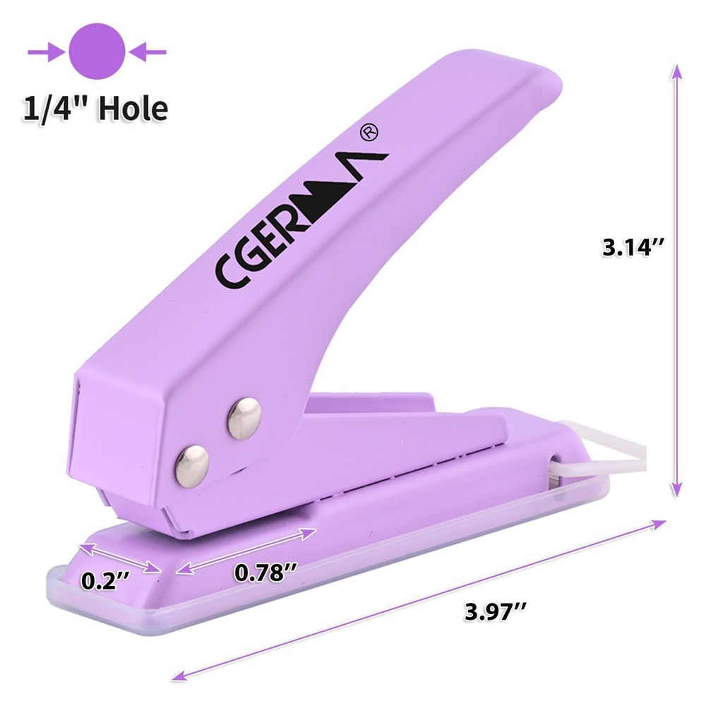 Single Hole Puncher, 3 Pack ， 1/4" Hole, 50% Assorted Colors 3 Pack, 3Pack