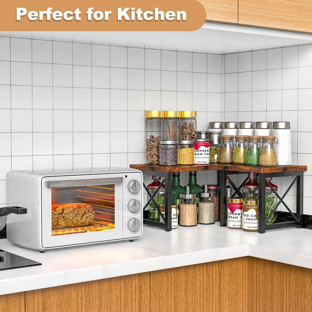 Desk Shelf, 2 Tier Wood Desktop Bookshelf, Adjustable Freestanding Stackable ...