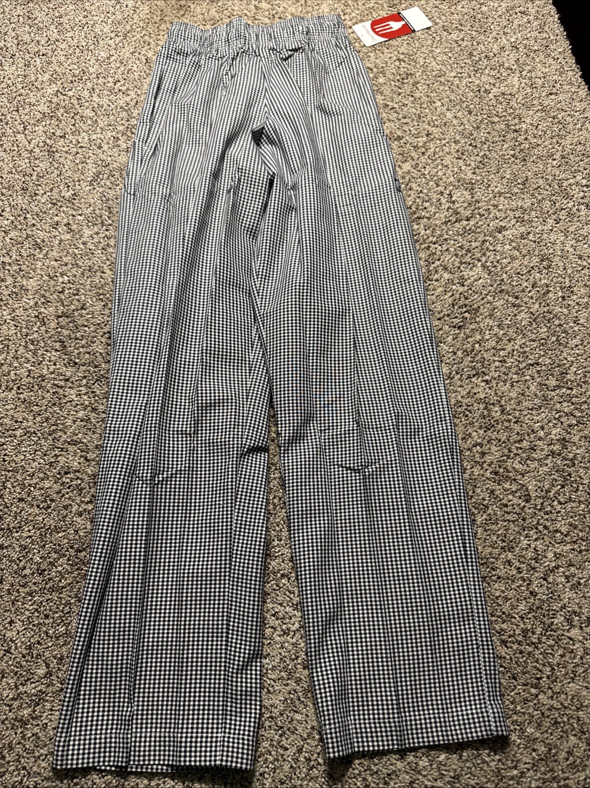 Unisex Black & White Checkered Drawstring Chef Works Kitchen Restaurant Pants XS