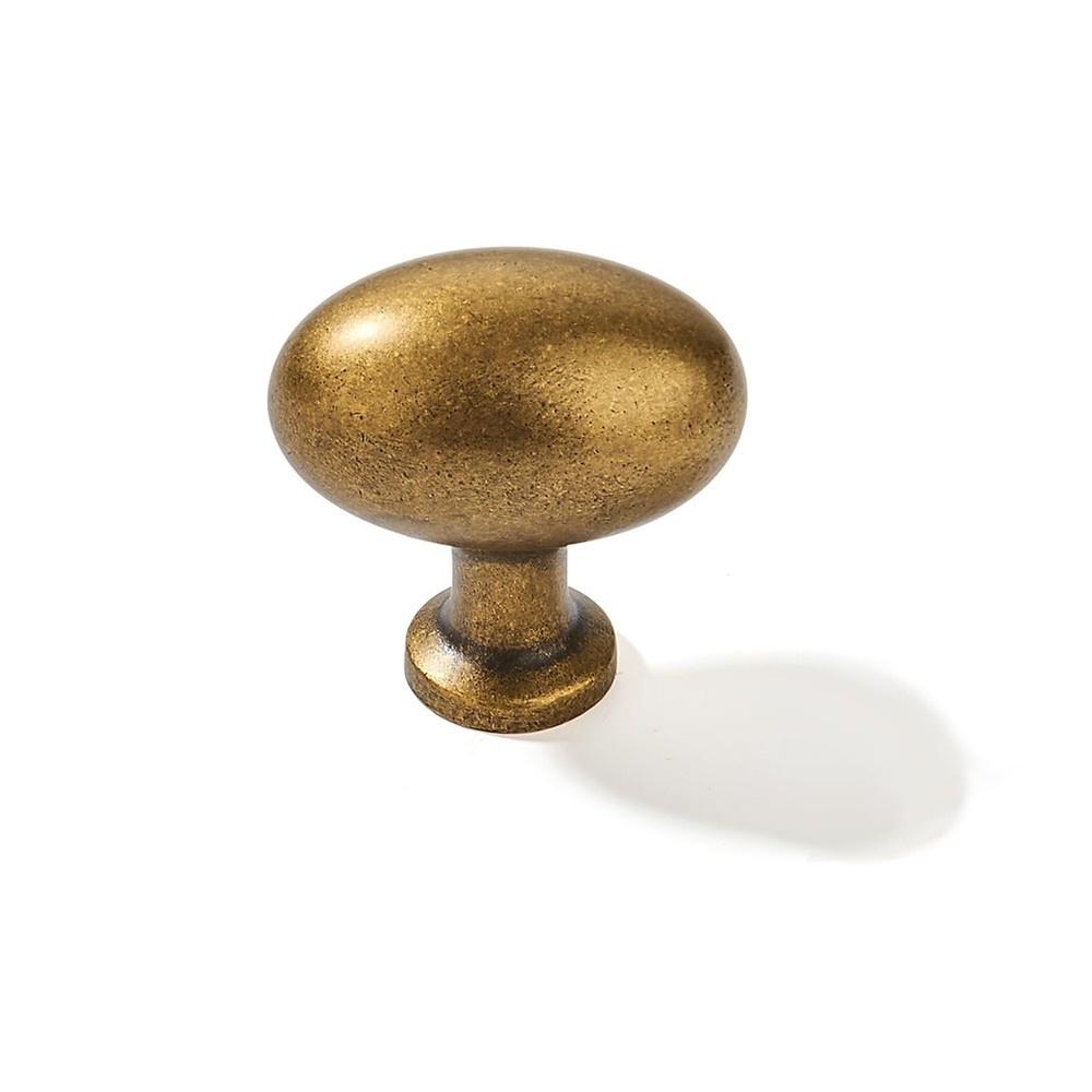 10 PCS Antique Brass Cabinet Knobs Solid Oval Egg Knob Bifold Closet Door
