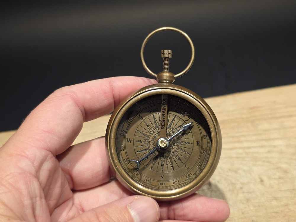 Antique Style Solid Brass Pocket Compass