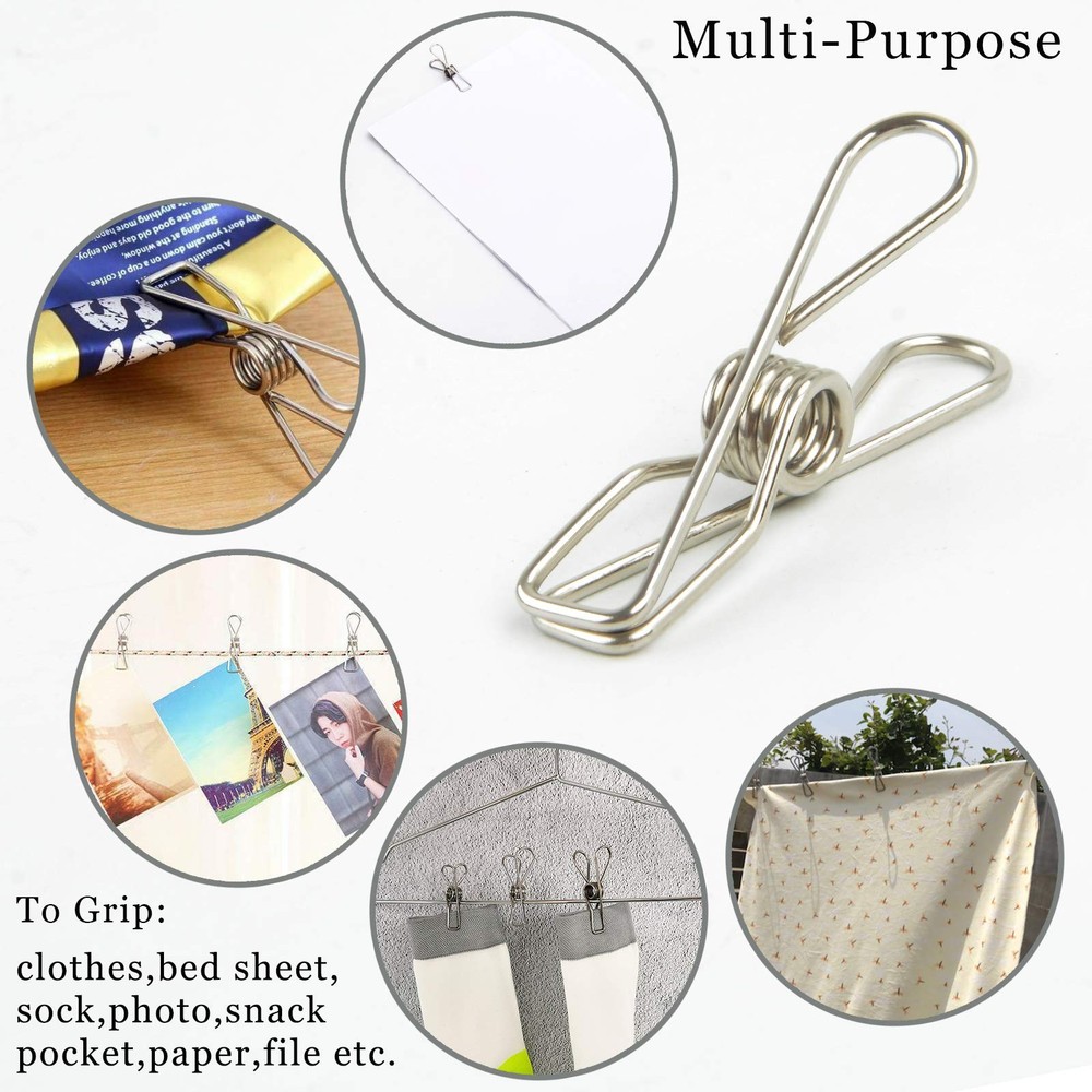 Wire Clothespins Laundry Chip Clips - 100 Pack Bulk Clothes Small, Silver