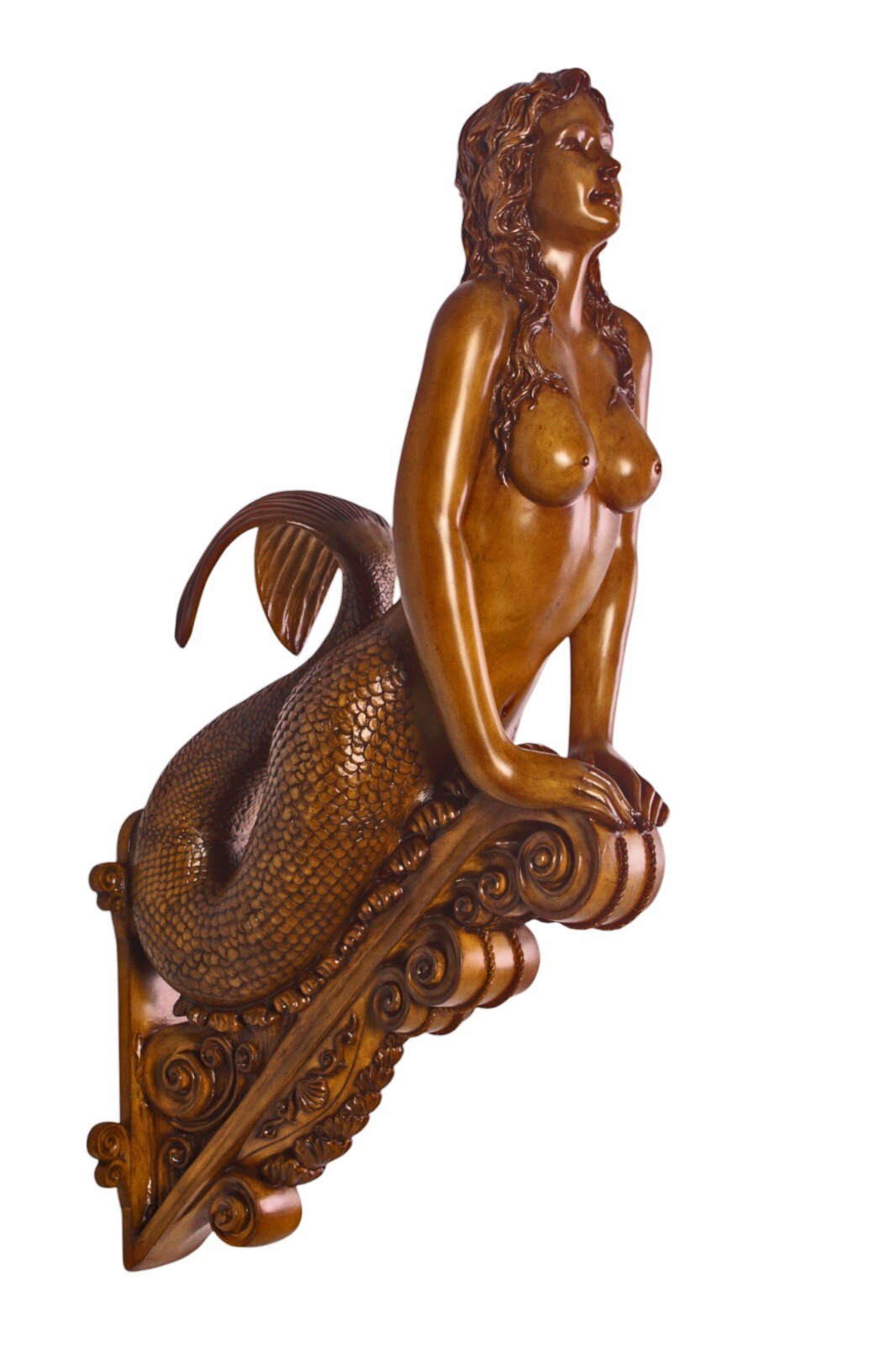 Wood Look Mermaid Sea Siren Marinea Large Sculpture Wall Mount Figurehead 36"
