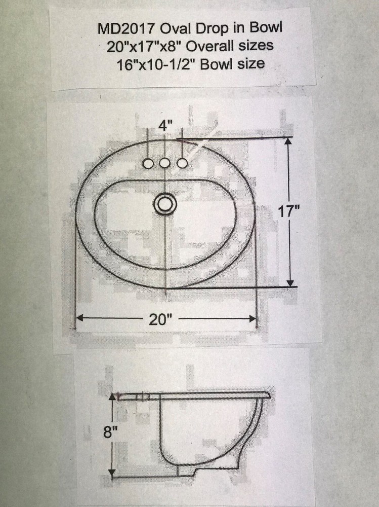 Drop-In Bathroom Sink in Bone color NEW