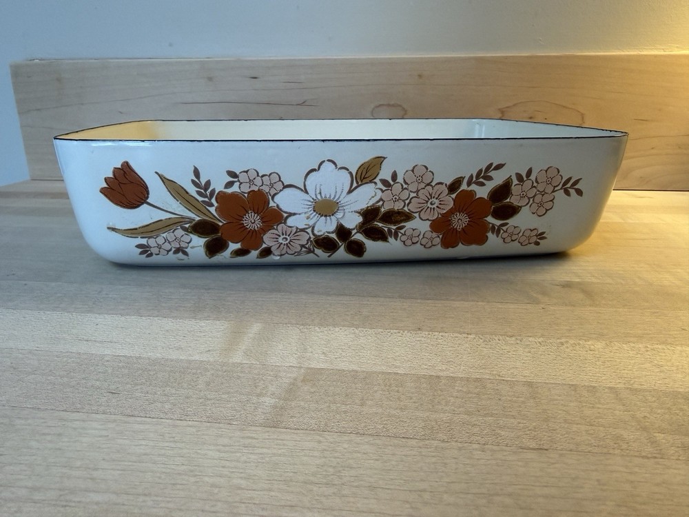 Kingsbury Rectangular Ceramic Baking Dish White Brown Orange