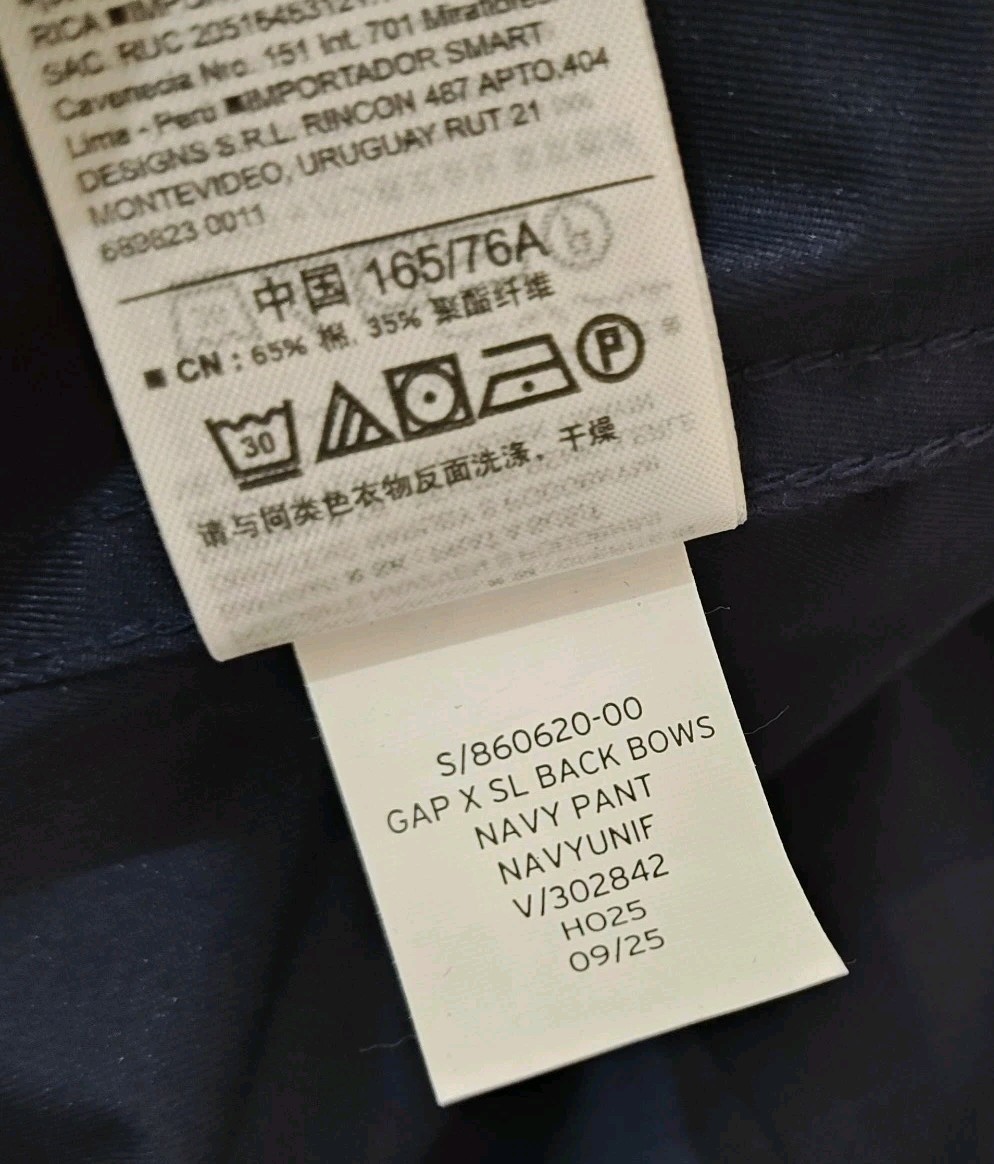 GAP x Sandy Liang Mid Rise Bow-Back Navy Blue Khakis, LTD ED - Women’s Size 10