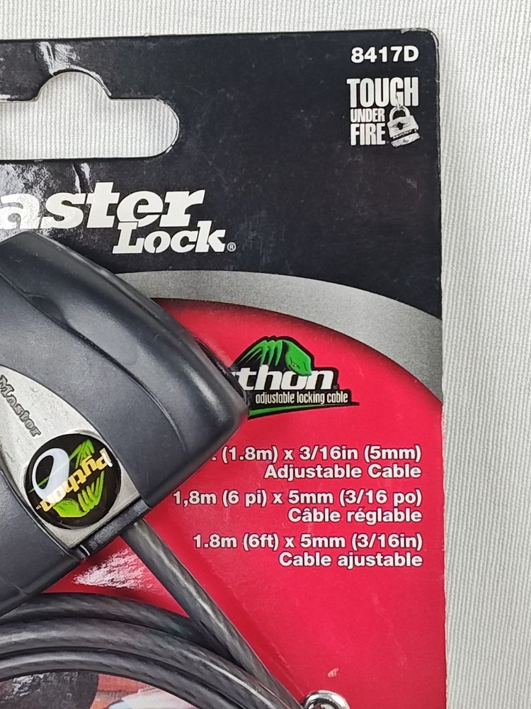 NWT MASTER Lock PYTHON 6 FT Adjustable Locking Cable 8417D Bike Lock NEW!