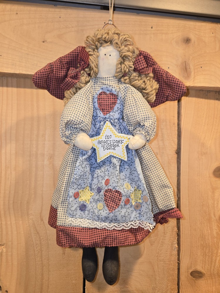 Primitive Rustic Angel Hanging Doll. Very Nice.