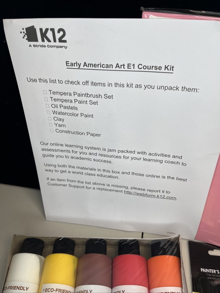 K12 Art E1 Course Kit Tempera Paint Clay Yarn ￼