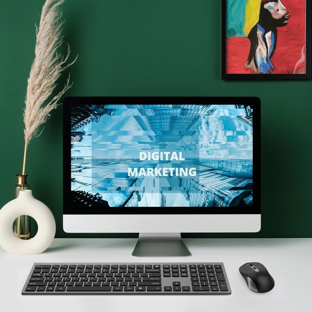 Wireless Mouse and Keyboard Combo, Full-Size Computer Keyboard with Calculato...