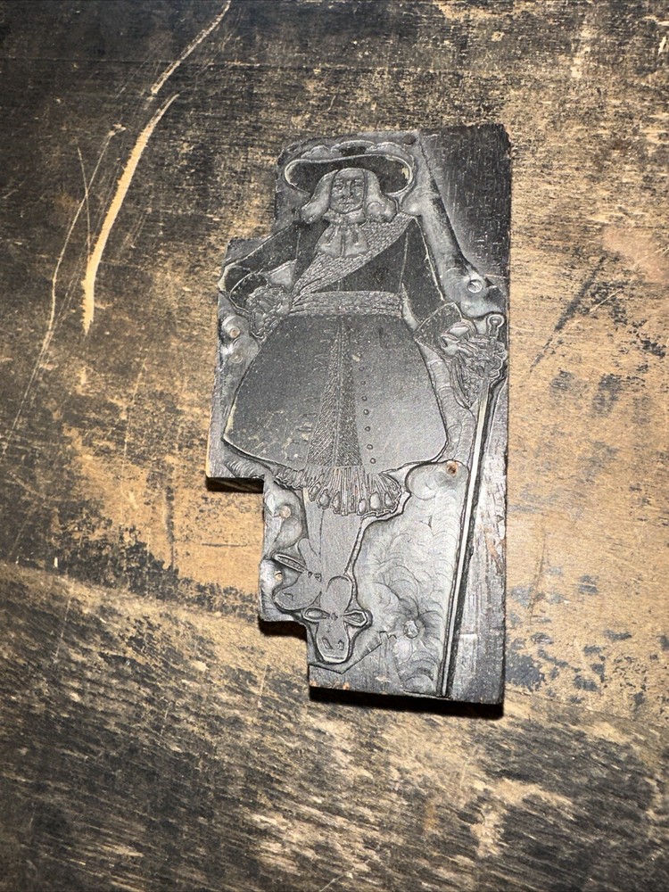 Printing Block Type Cut ( Pilgrim Quaker In Full Uniform ) Nice Image!￼