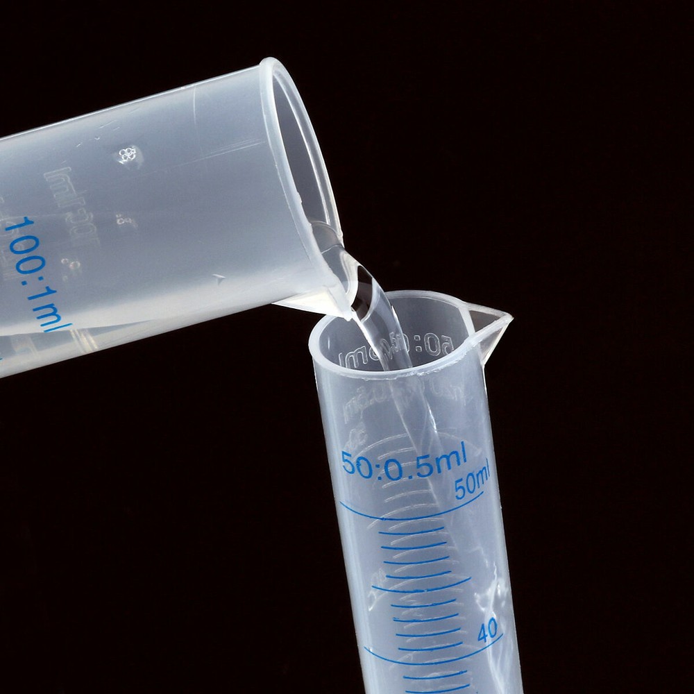 4X Clear Measuring Plastic Graduated Cylinder Cup 10ml / 25ml / 50ml / 100ml