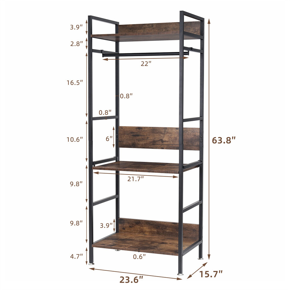 Sturdy Clothes Rack Freestanding Garment Storage Shelf Adjustable Kitchen Shelf