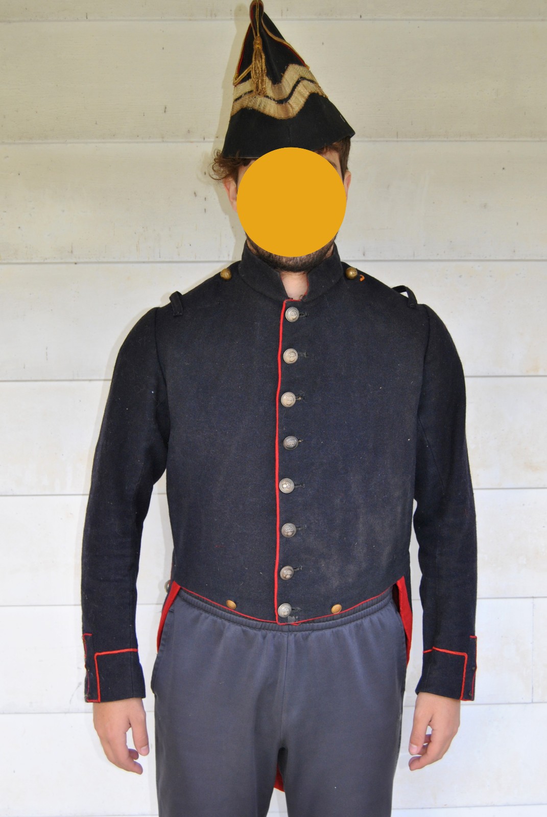 Late 1800s Old French Parisian Theatre Napoleonic Uniform Tunic and Bonnet