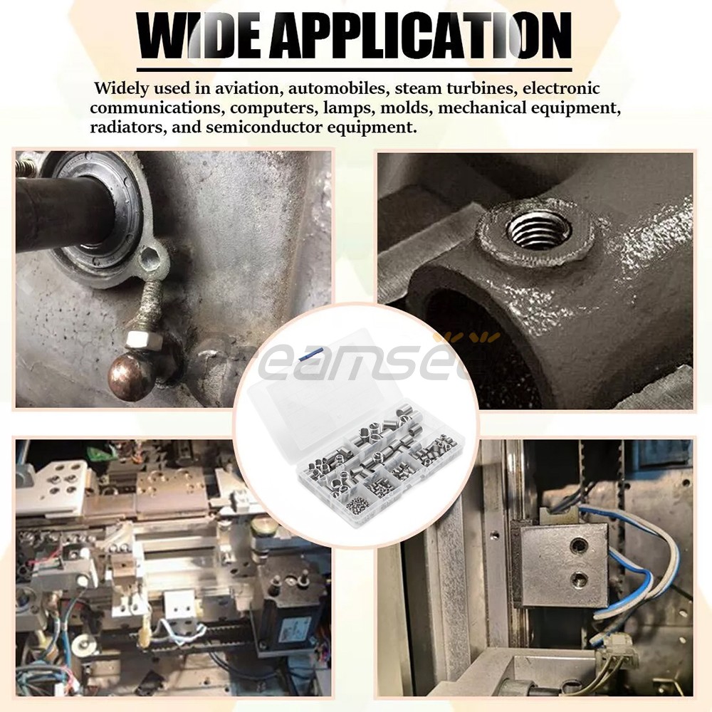 200Pcs Helicoil Thread Insert Assortment 7 Size Threaded Inserts Stainless Steel