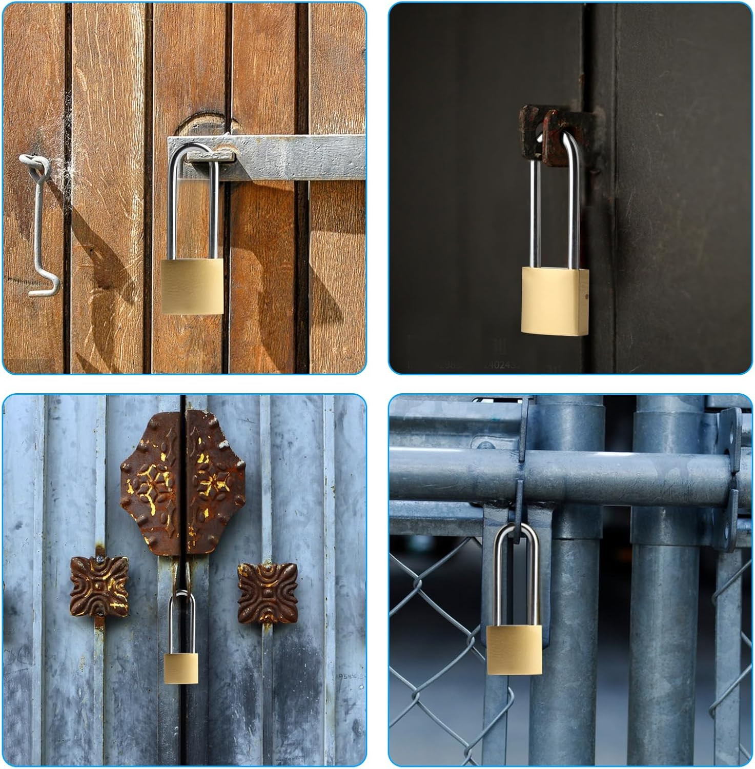 2 Pcs Padlock with Keys,4.2 Inch Long Keyed Padlocks, Shackle Pad Lock with Keys