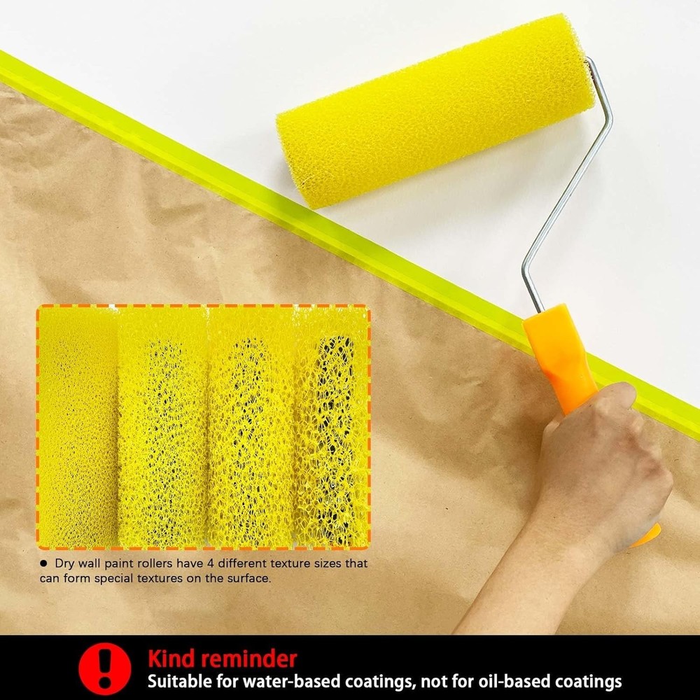 8 Pcs Textured Paint Roller Covers, 4 inch Medium Textured Foam Drywall Texture