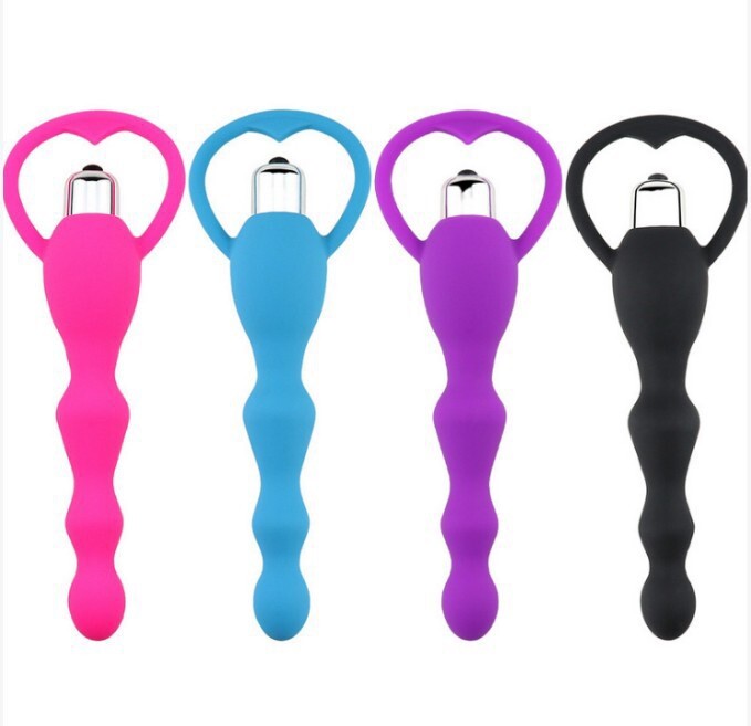 Anal Plug Beads Butt Extender with Removable Bullet Vibrator Prostate Massager