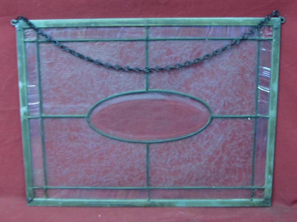 Antique Brass Framed Stained Glass