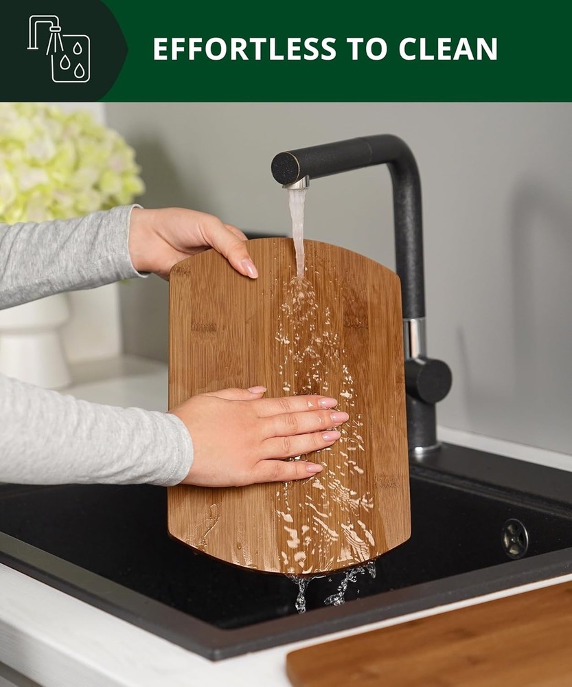 Bamboo Cutting Board Set - 2-Piece Lightweight Kitchen Prep Boards