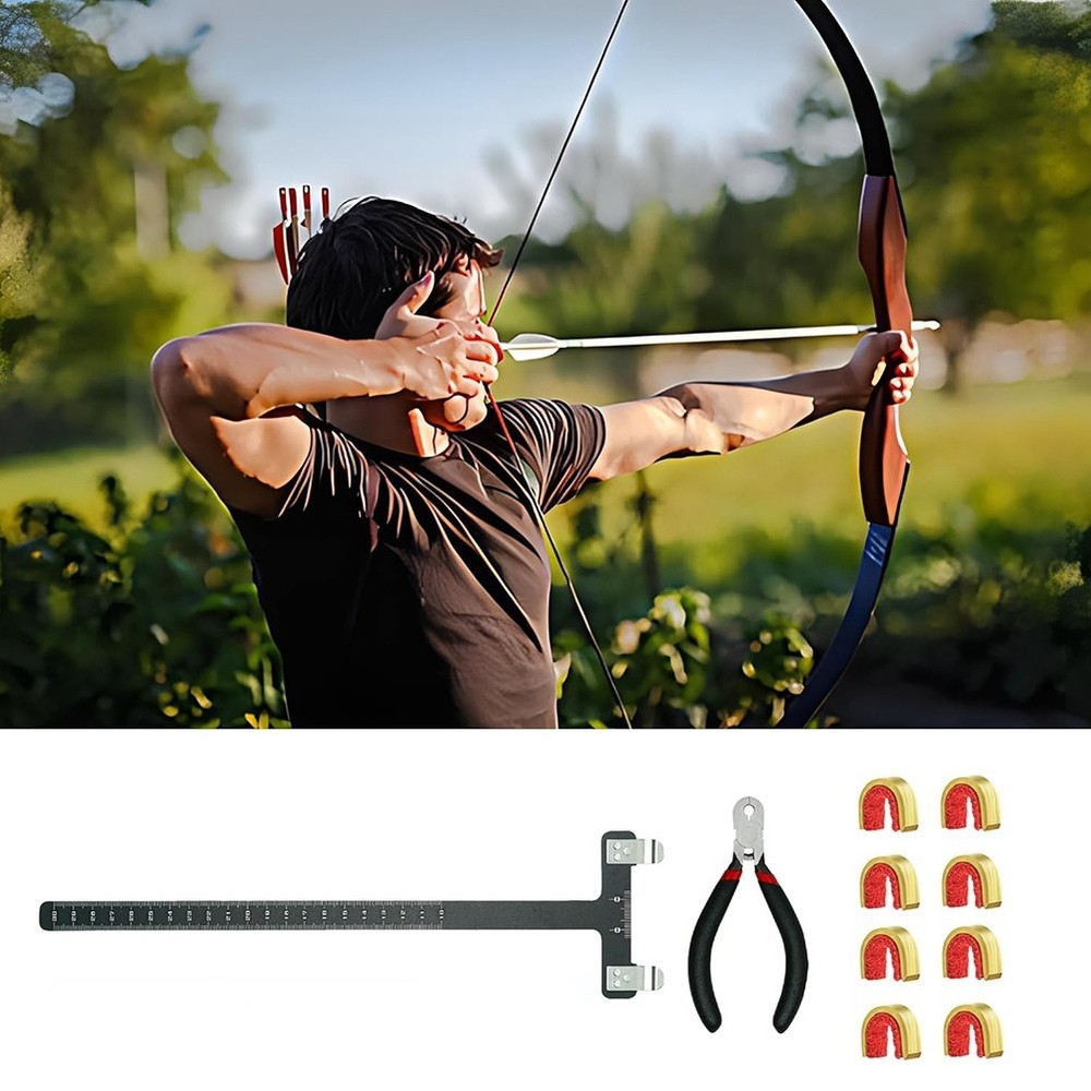 2X(Bow String Nocking Points Set with T Square Ruler Nocking Buckle Pliers1023