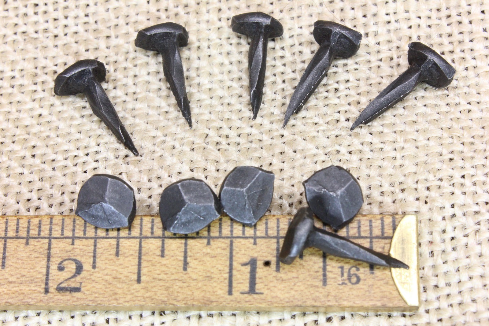 5/8" Rosehead 25 Nails Square Wrought Iron Tacks Vintage Rustic Decorative Look