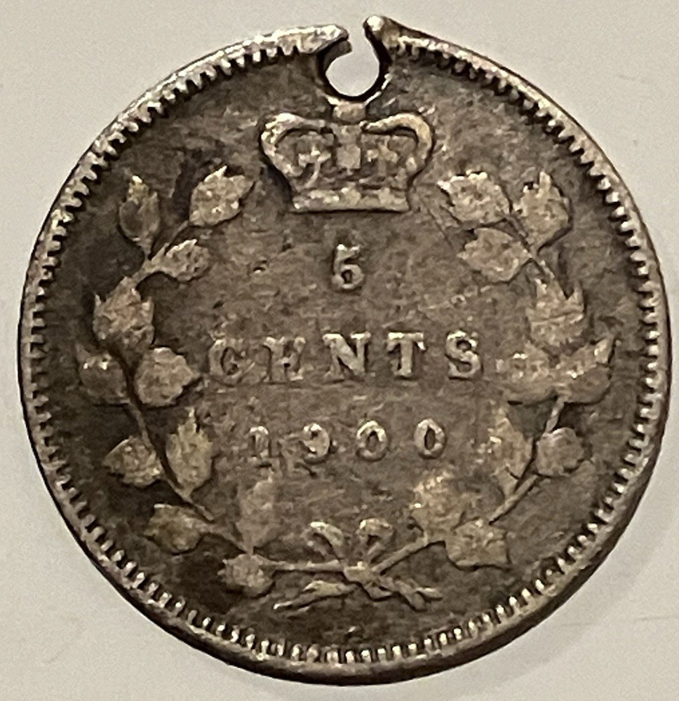 1900 Queen Victoria Canada Silver 5 Cent Piece.