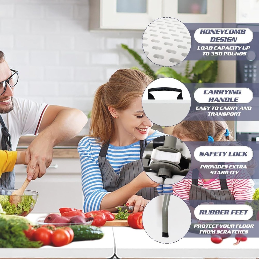 4FT Folding Table Portable Heavy Duty Rectangular Folding Utility Table Quick