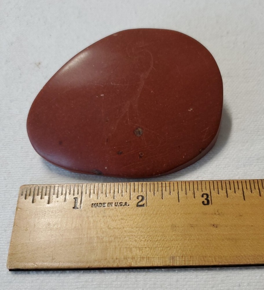 Red Rock Stone Semi Polished With Bird Etching