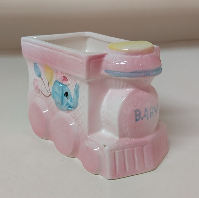 Ceramic Baby Train Planter Vase Decor