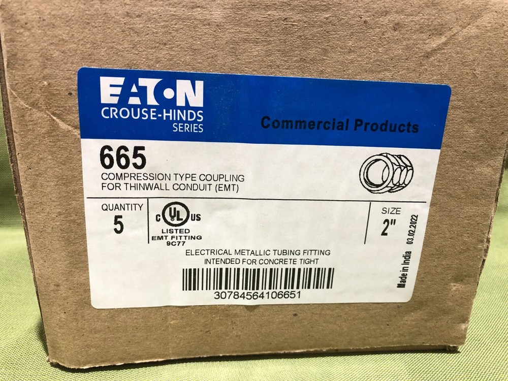 EATON CROUSE-HINDS 665 Qty 5 COMPRESSION TYPE COUPLING 2"
