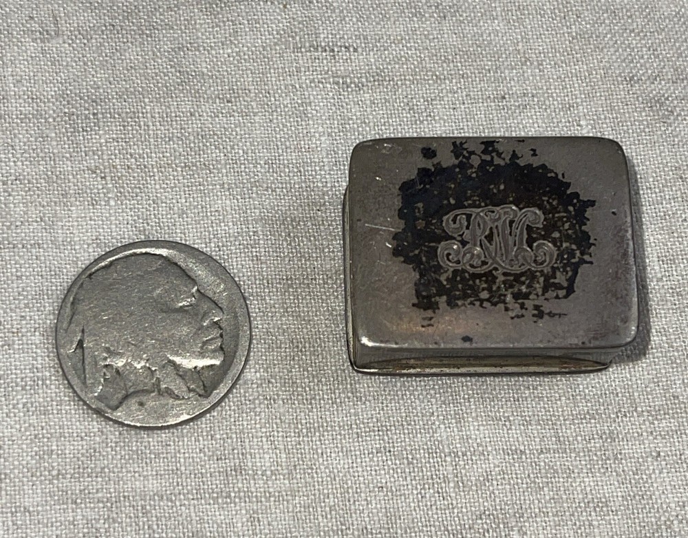 Vintage Volupte Sterling Monogrammed Pill Box