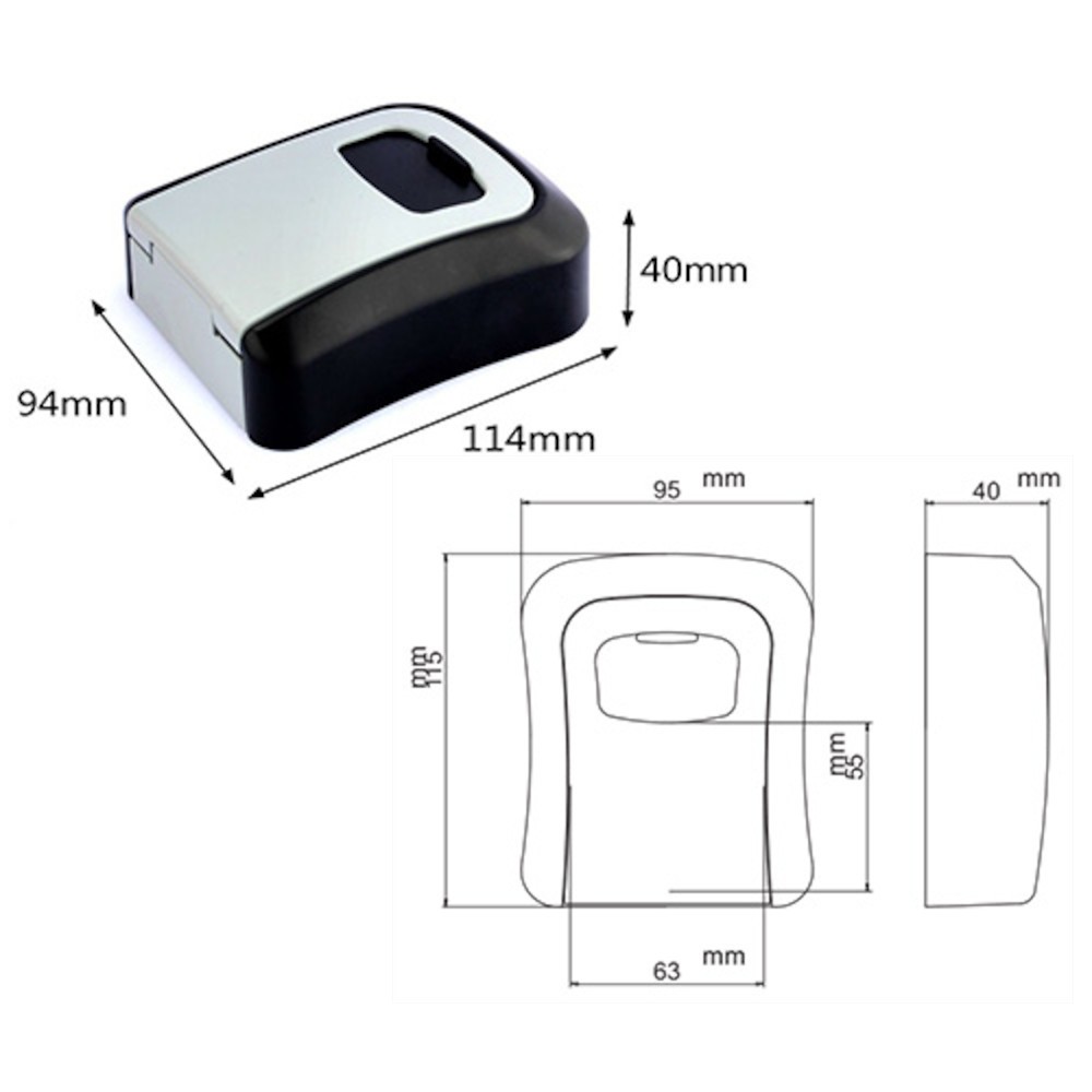 4 Digit Combination Lock Box Wall Mount Security Safe Large 5 Key Waterproof