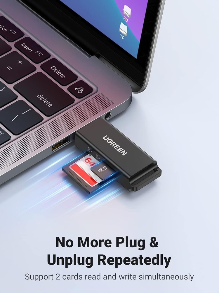 Versatile USB 3.0 Card Reader for SD/TF Cards - Plug & Play Convenience