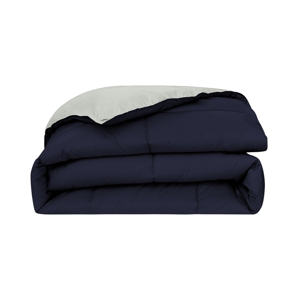 Modern Threads Down Alternative Reversible Comforter Navy/Silver Queen