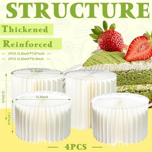 4 Pack Buffet Risers, Foldable Food Display Stands for Buffet Table, 4pcs Beige