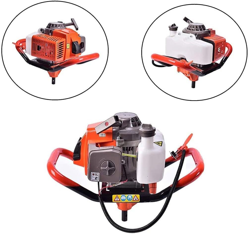 72cc 4HP Gas Powered Post Hole Digger with 4 8 12 Inch Augers